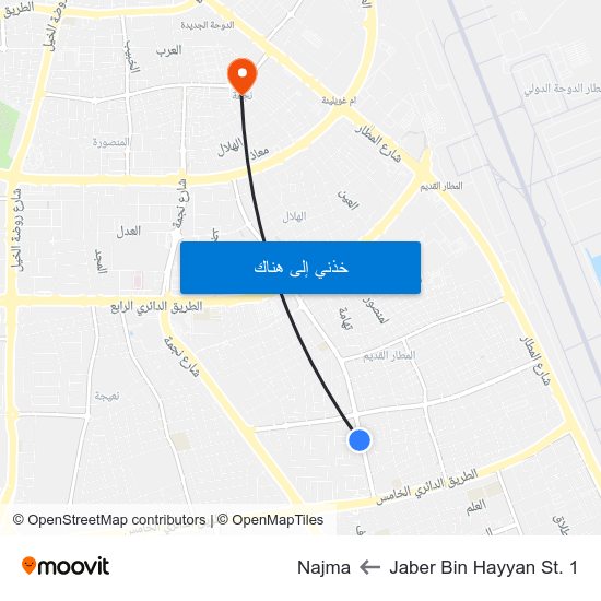 Jaber Bin Hayyan St. 1 to Najma map