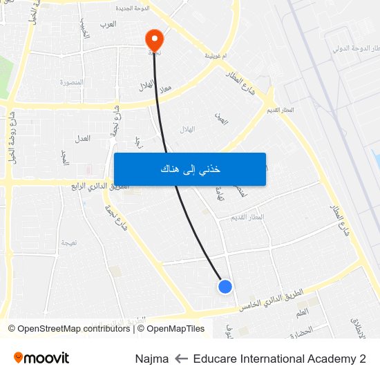 Educare International Academy 2 to Najma map