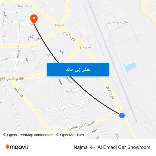 Al Emadi Car Showroom to Najma map
