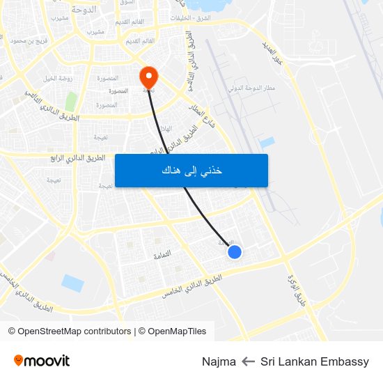 Sri Lankan Embassy to Najma map