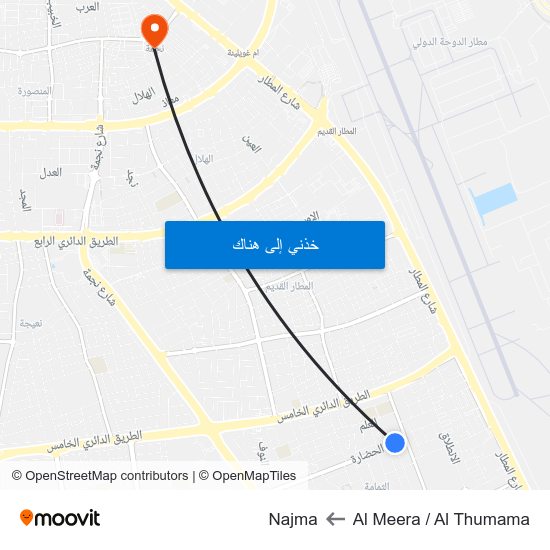 Al Meera / Al Thumama to Najma map