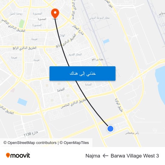 Barwa Village West 3 to Najma map