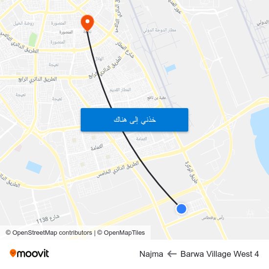 Barwa Village West 4 to Najma map