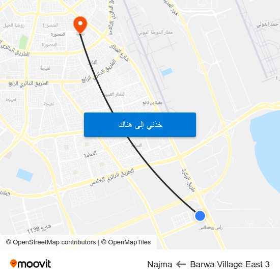 Barwa Village East 3 to Najma map