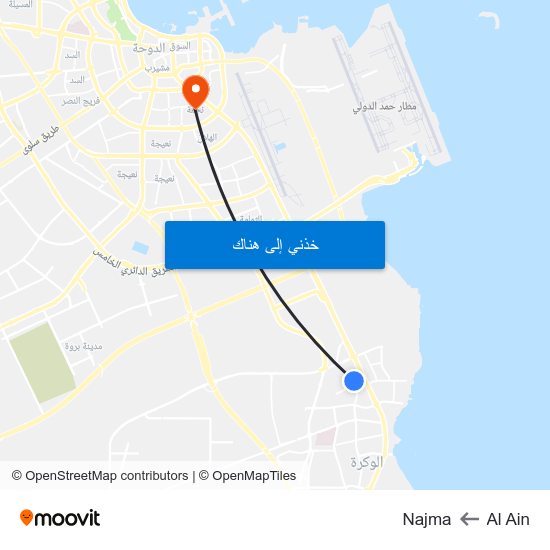 Al Ain to Najma map