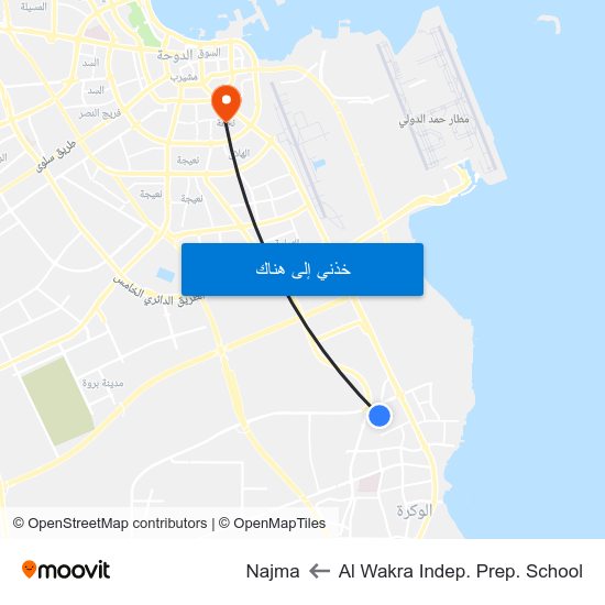 Al Wakra Indep. Prep. School to Najma map