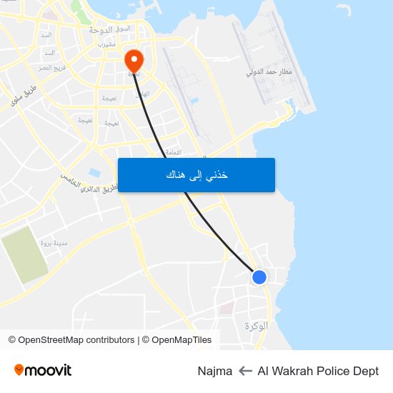 Al Wakrah Police Dept to Najma map