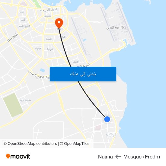 Mosque (Frodh) to Najma map