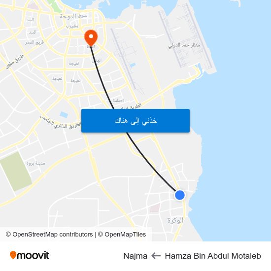 Hamza Bin Abdul Motaleb to Najma map