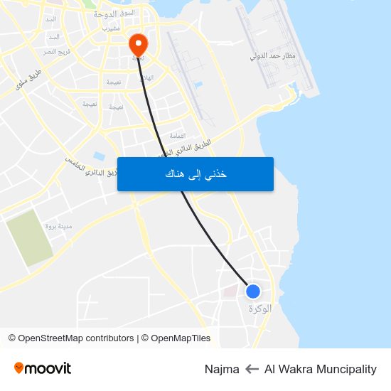 Al Wakra Muncipality to Najma map