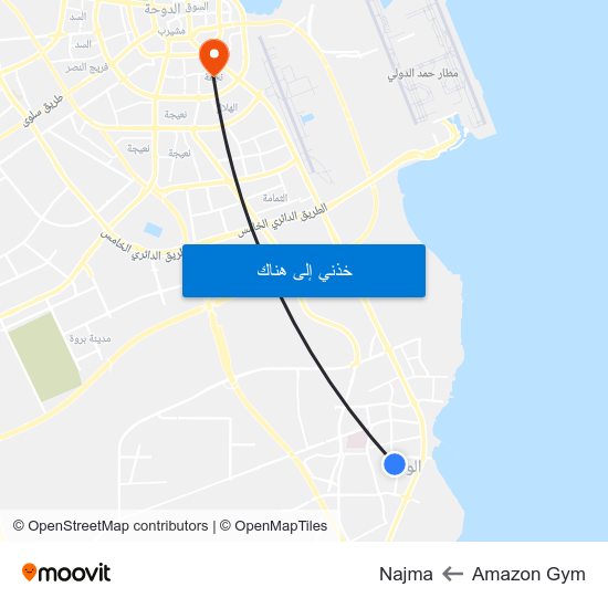 Amazon Gym to Najma map