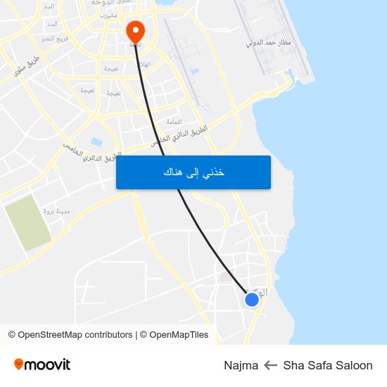 Sha Safa Saloon to Najma map