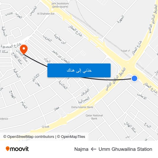 Umm Ghuwailina Station to Najma map