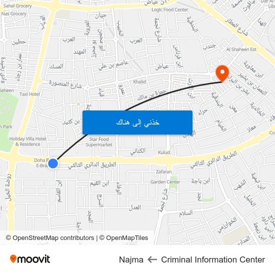 Criminal Information Center to Najma map