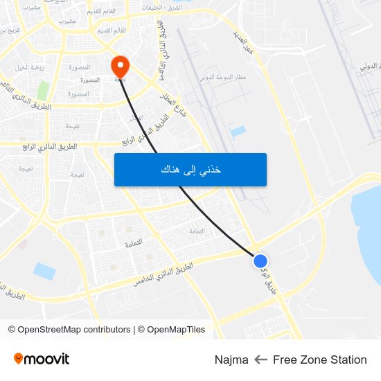 Free Zone Station to Najma map