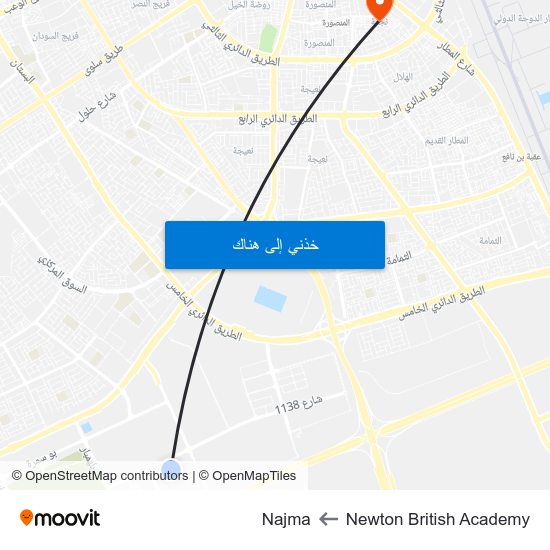 Newton British Academy to Najma map