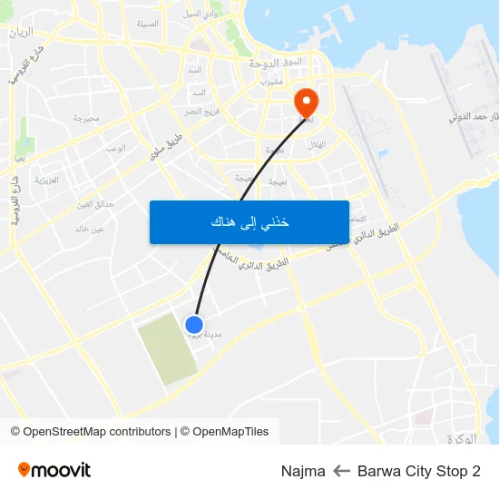Barwa City Stop 2 to Najma map