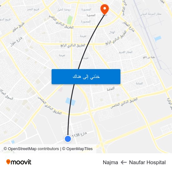 Naufar Hospital to Najma map