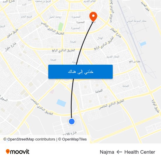 Health Center to Najma map