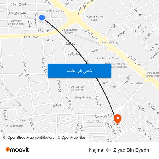 Ziyad Bin Eyadh 1 to Najma map