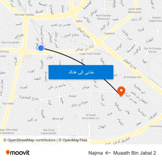 Muaath Bin Jabal 2 to Najma map
