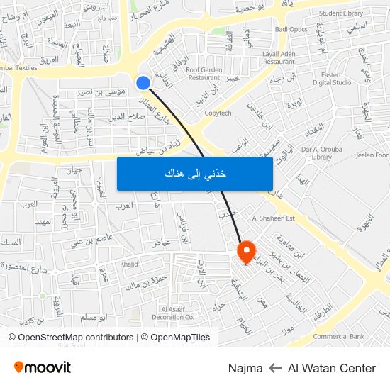 Al Watan Center to Najma map