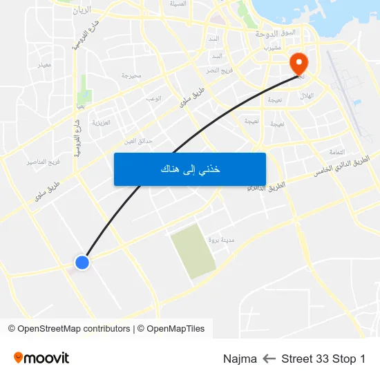 Street 33 Stop 1 to Najma map