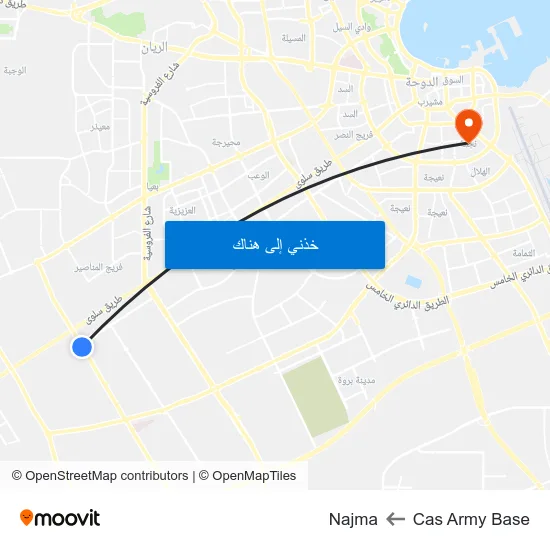 Cas Army Base to Najma map