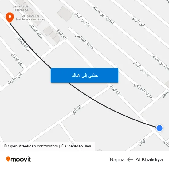 Al Khalidiya to Najma map