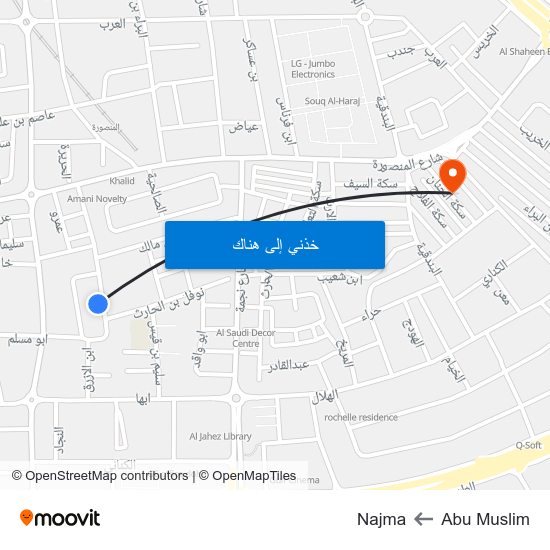 Abu Muslim to Najma map