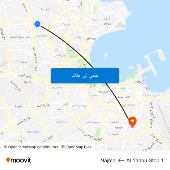 Al Yanbu Stop 1 to Najma map