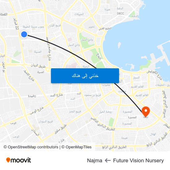 Future Vision Nursery to Najma map