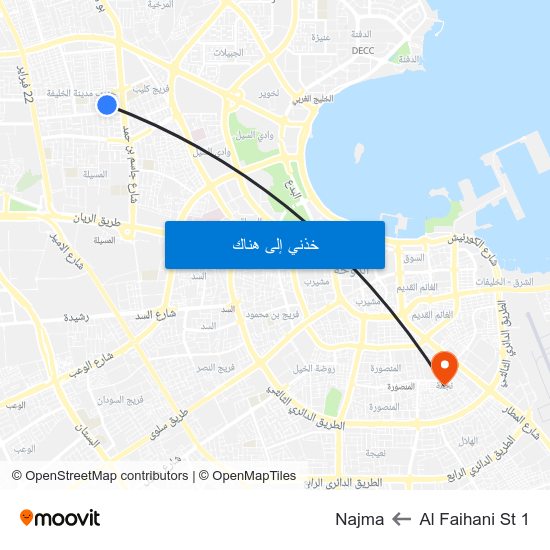 Al Faihani St 1 to Najma map