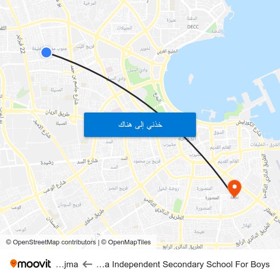 Khalifa Independent Secondary School For Boys to Najma map