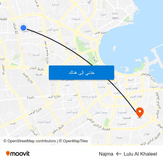 Lulu Al Khaleel to Najma map