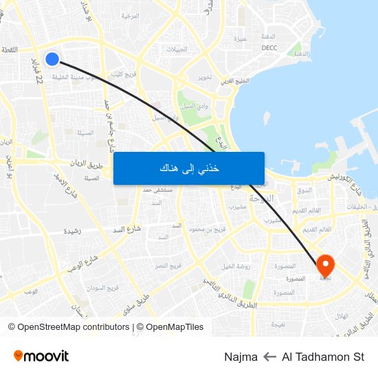 Al Tadhamon St to Najma map
