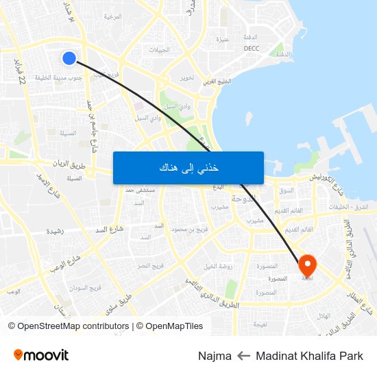 Madinat Khalifa Park to Najma map