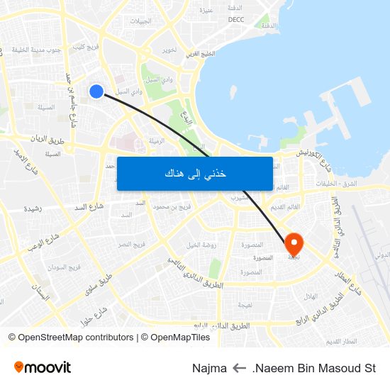 Naeem Bin Masoud St. to Najma map