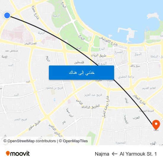 Al Yarmouk St. 1 to Najma map