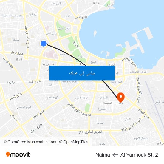 Al Yarmouk St. 2 to Najma map