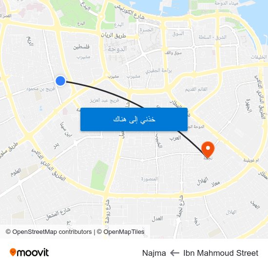 Ibn Mahmoud Street to Najma map