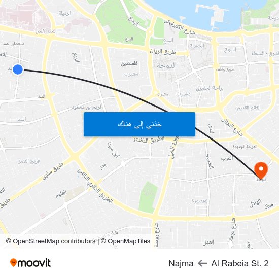 Al Rabeia St. 2 to Najma map