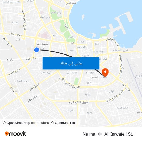 Al Qawafell St. 1 to Najma map