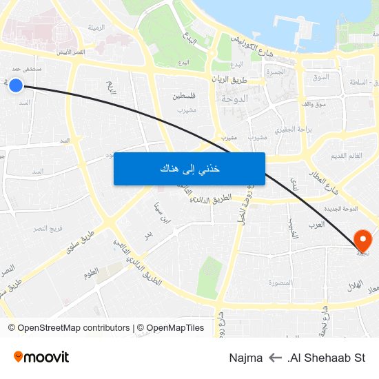 Al Shehaab St. to Najma map
