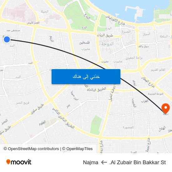 Al Zubair Bin Bakkar St. to Najma map