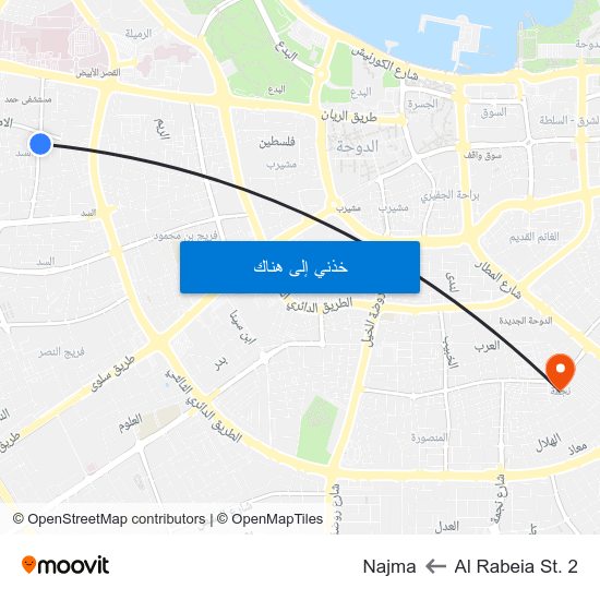 Al Rabeia St. 2 to Najma map