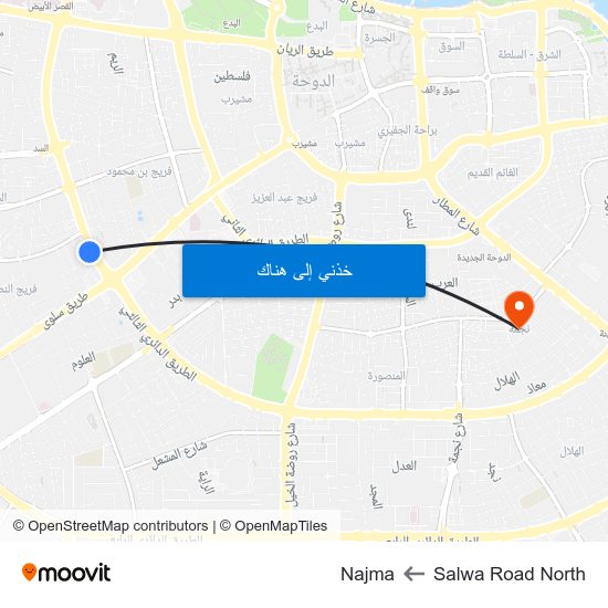 Salwa Road North to Najma map