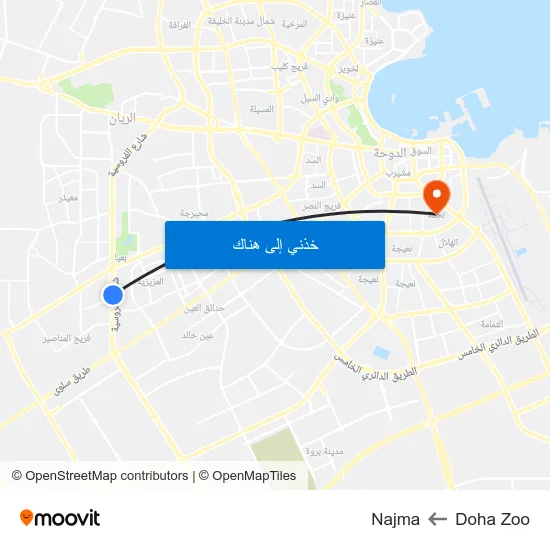 Doha Zoo to Najma map