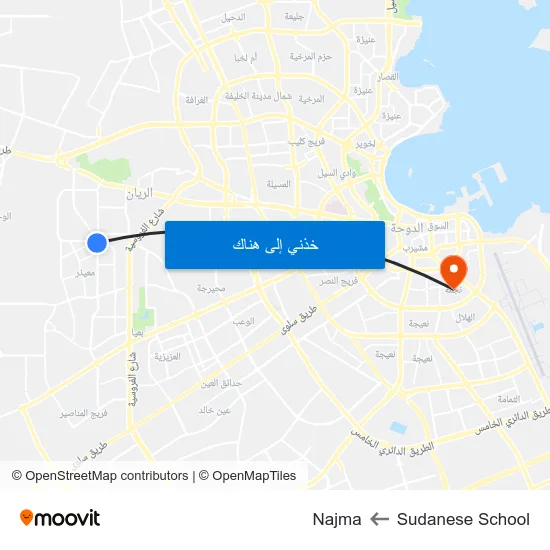 Sudanese School to Najma map