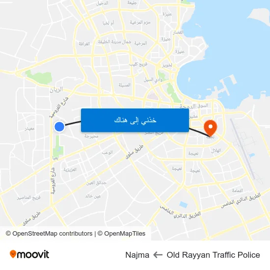 Old Rayyan Traffic Police to Najma map